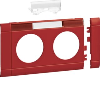 Hager Blende 2-fach Steckdose zu Oberteil 80mm beschriftbar anreihbar rot
