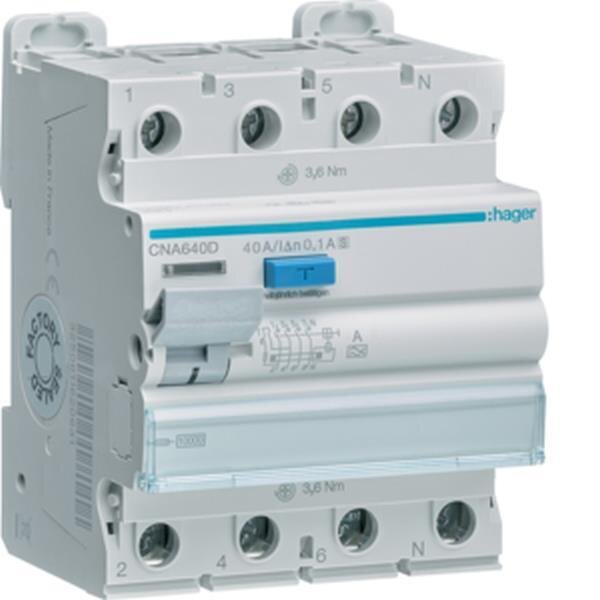 Hager CNA640D FI-Schalter 4P 10kA 40A 100mA Typ S selektiv