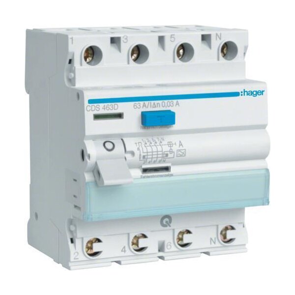 Hager CDS463D FI-Schalter 4P 6kA 63A 30mA Typ A QuickConnect