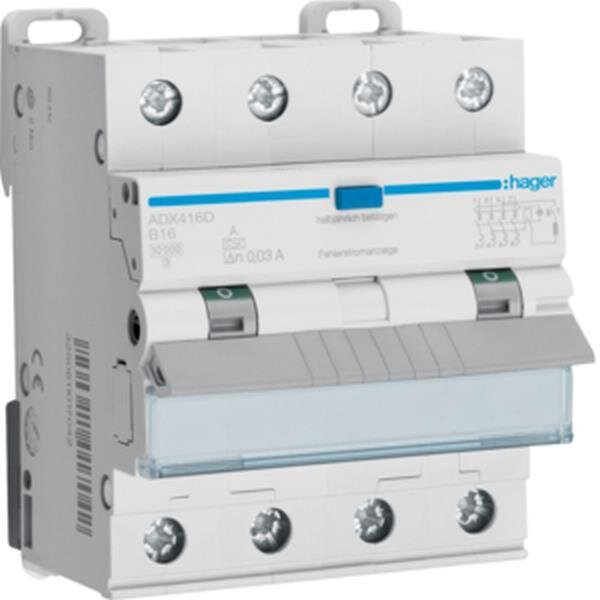 Hager ADX416D FI/LS-Schalter 4P 10kA B-16A 30mA Typ A