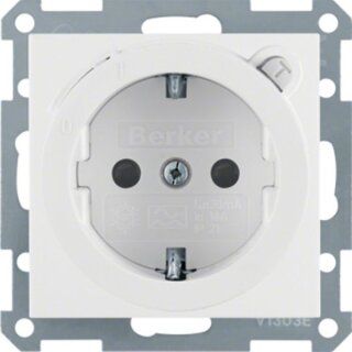 Berker 47088989 Steckdose Schuko mit FI-Schutzschalter Safety+ polarweiß glänzend