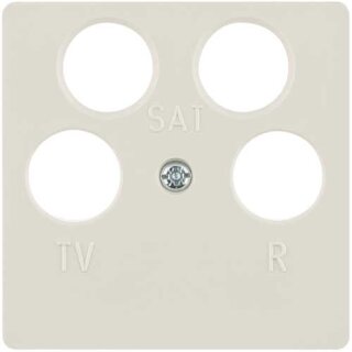 Berker 148402 Zentralplatte f. Antennen-Steckdose 4Loch weiß glänzend
