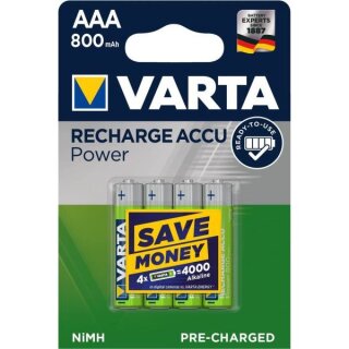 Varta Rechargeable Accu Power R2U AAA Micro 800 mAh (4er Blister)
