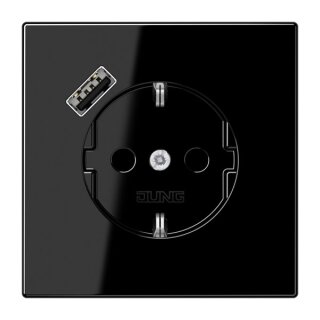 Jung LS1520-18ASW Schuko Steckdose mit USB-Ladegerät SAFETY+ schwarz