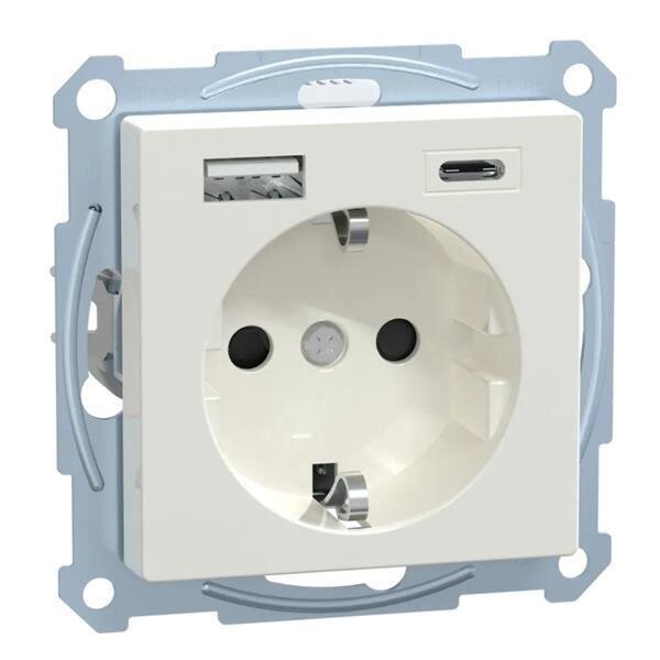 Merten Schuko Steckdose mit USB Ladegerät TPb Polarweiß System M