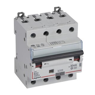 Legrand DX3 FI/LS-Schalter B 32A, 4-polig, 6kA, 30mA, Typ A, 400VAC, 4TE