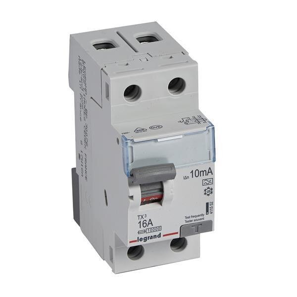 Legrand TX3 Fehlerstromschutzschalter 16A, 2-polig, 10mA, Typ A, 230VAC, 2TE