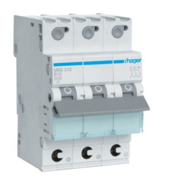 Hager MBS310 Leitungsschutzschalter 3polig 6kA B10A Quick Connect