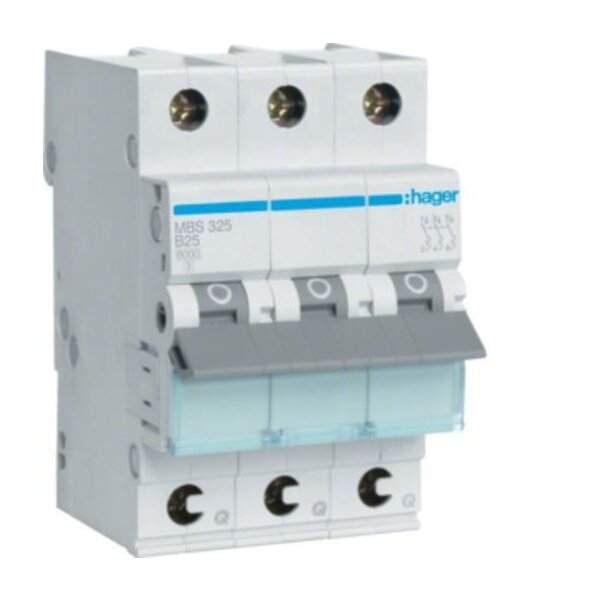 Hager MBS325 Leitungsschutzschalter 3polig 6kA B25A Quick Connect