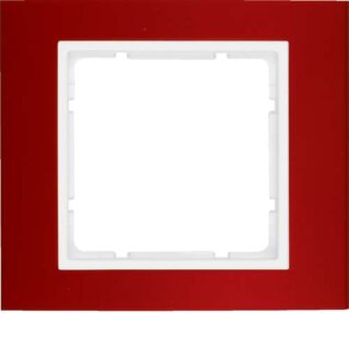 Berker 10113022 Rahmen 1fach B.3 Alu, rot/polarweiß