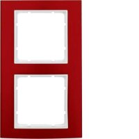 Berker 10123022 Rahmen 2fach B.3 Alu, rot/polarweiß