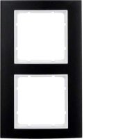 Berker 10123025 Rahmen 2fach B.3 Alu,schwarz/polarweiß