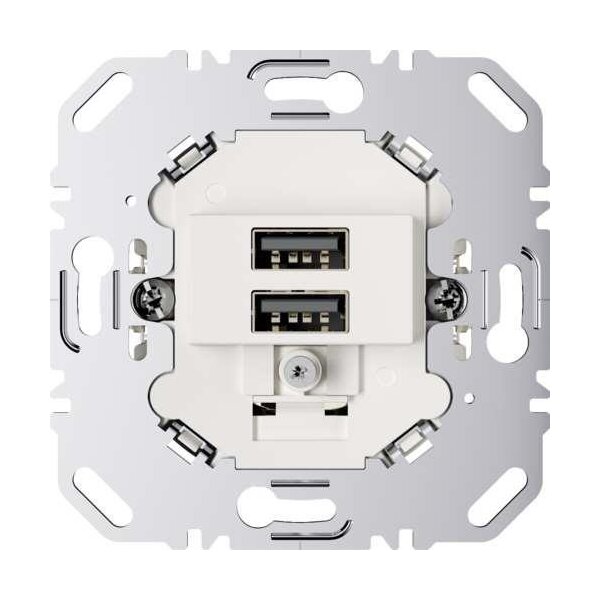 Berker 260209 USB Ladesteckdose 230V, 2fach, 3.0A, eckiger Tragring, polarweiß matt