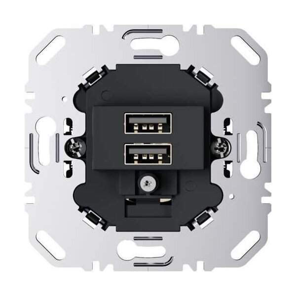 Berker 260205 USB Ladesteckdose 230V, 2fach, 3.0A, eckiger Tragring, anthrazit matt
