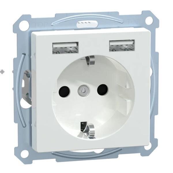 Merten Schuko Steckdose mit USB Ladegerät Aktivweiß System M
