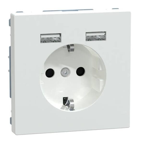 Merten Schuko Steckdose mit USB Ladegerät Lotosweiß System Design